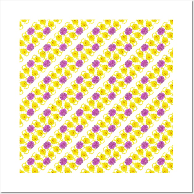 Floral yellow-lilac pattern Wall Art by Evgeniya